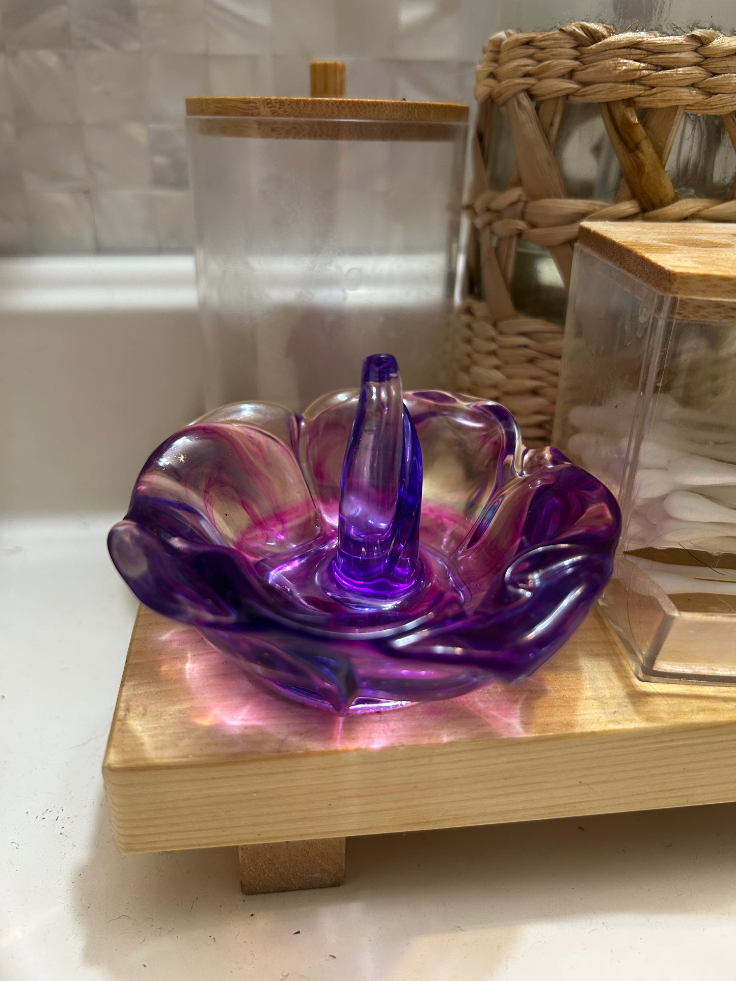 Handmade Resin Petal Ring & Jewelry Bowl