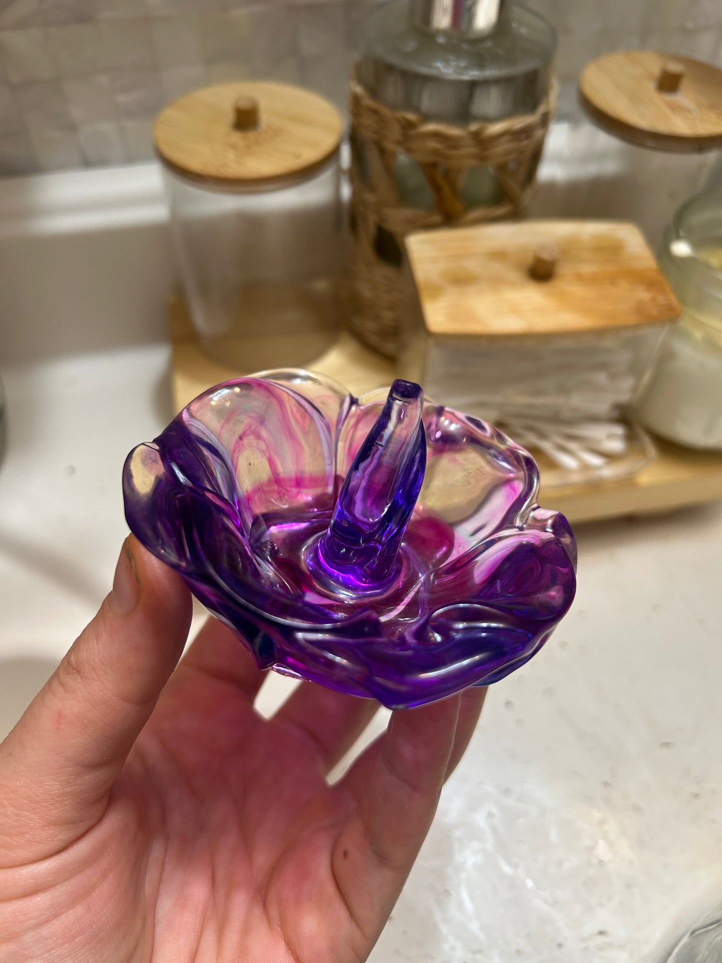 Handmade Resin Petal Ring & Jewelry Bowl