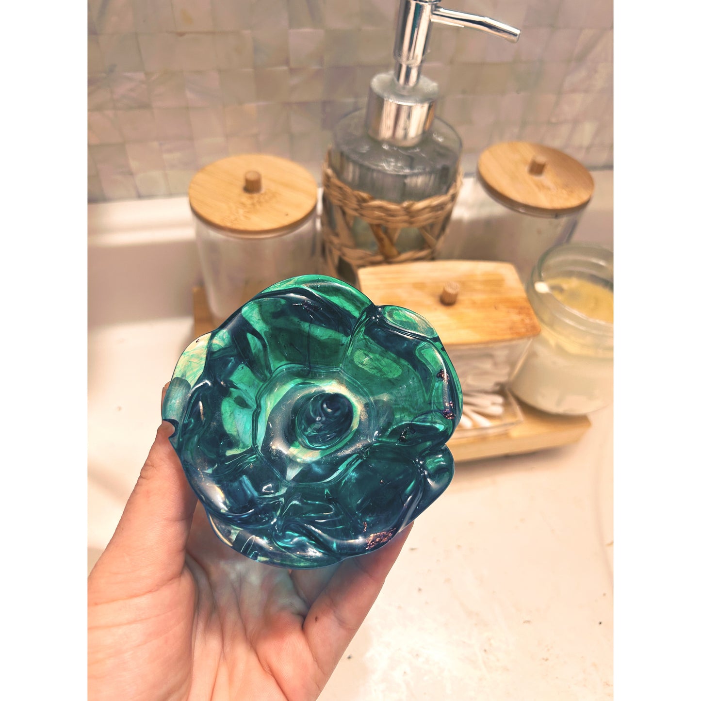 Handmade Resin Petal Ring & Jewelry Bowl