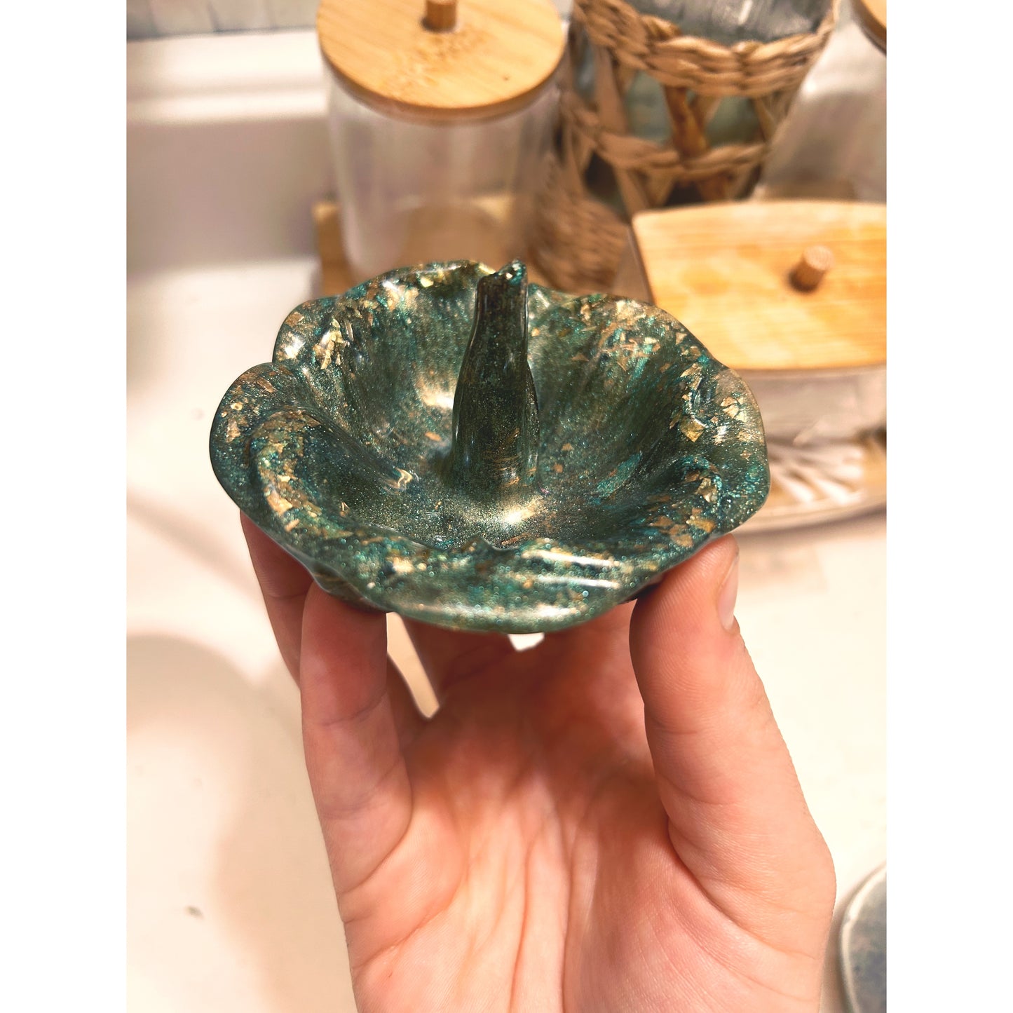 Handmade Resin Petal Ring & Jewelry Bowl